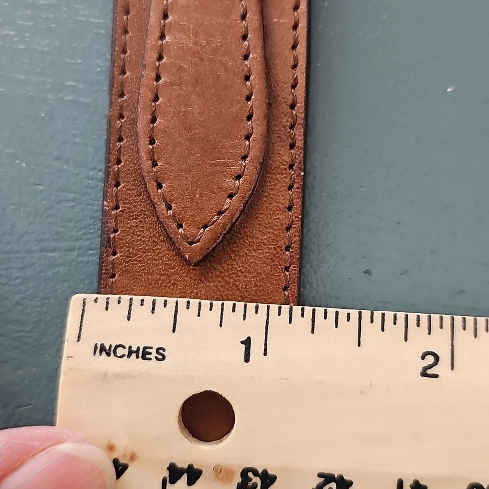 Vintage Brown Leather Belt with Gold‎ Buckle By DUNDEE Size 30